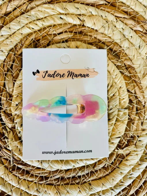 Barrettes résine arc en ciel